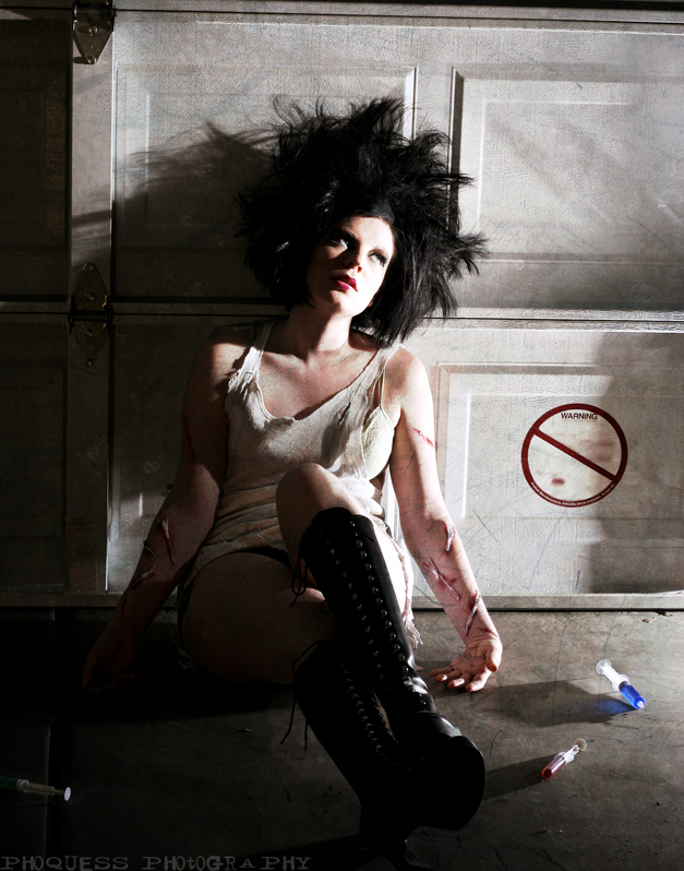 Female model photo shoot of Phoquess and Cataclysm in my garage, makeup by Julia Papworth