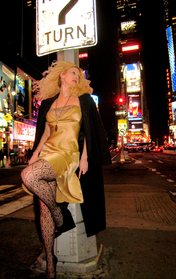 Female model photo shoot of Renaissance Muse by RobertOrdonez in Times Square, New York City