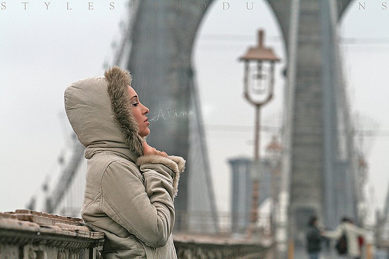 Female model photo shoot of Alina Castillo by Mike Styles in Brooklyn Bridge