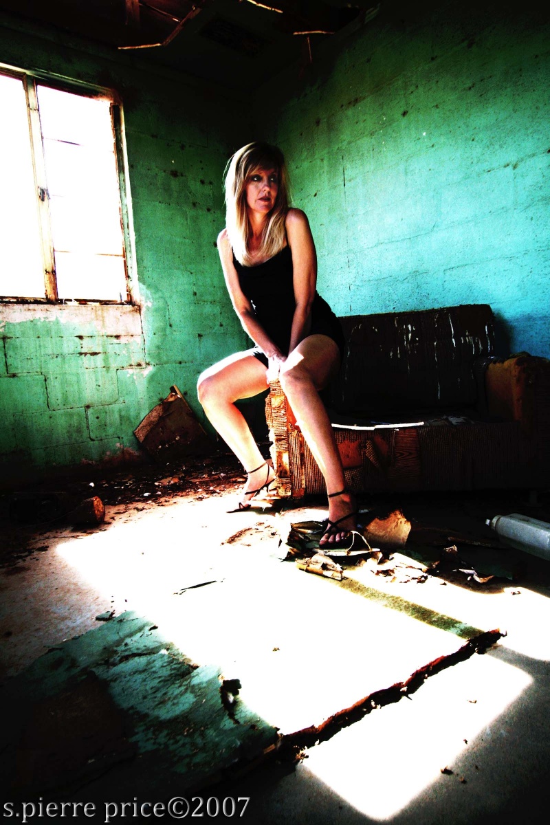 Female model photo shoot of Cynthia Kaye by S.Pierre Price in an abandoned ranch house