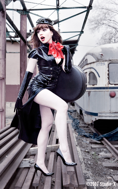 Female model photo shoot of Studio-X and Sarah Hunter in East Coast USA Special Thanks to the Train Society, wardrobe styled by StudioKlinic7