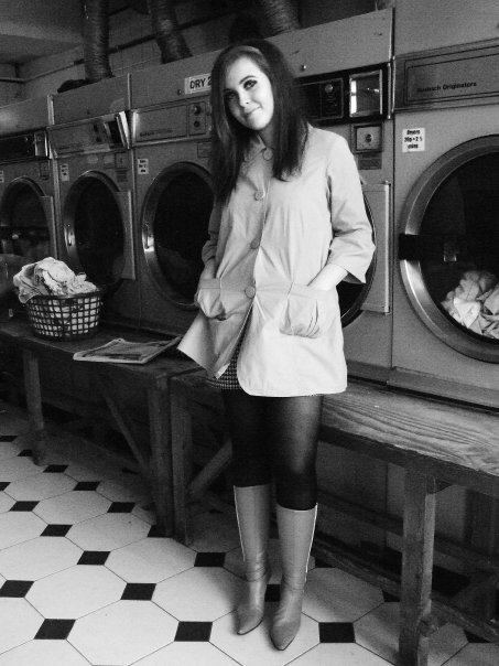 Female model photo shoot of alisonnash in Wimbleden launderette