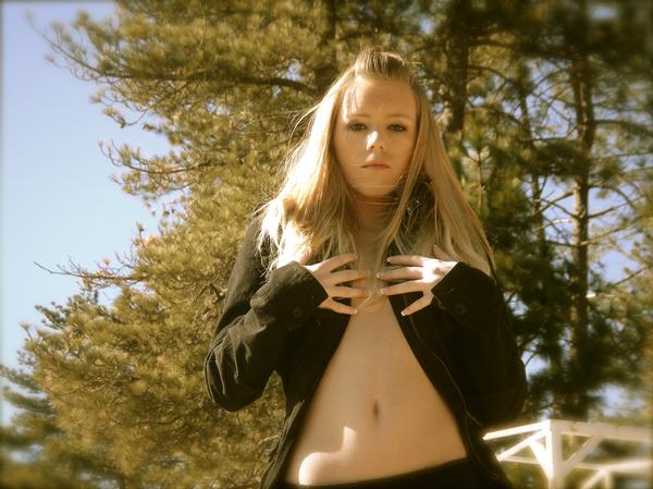Female model photo shoot of kendle in Lake Arrowhead, CA, makeup by Grant Crilley