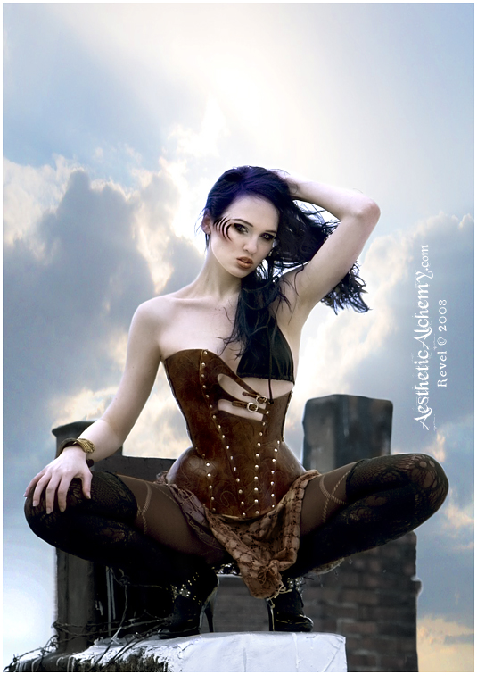 Female model photo shoot of Aesthetic Alchemy and Revel, clothing designed by Antiseptic Fashion