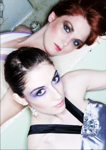 Female model photo shoot of LindsMarie and Charla Jain by M H Photography in Kelvedon, Secret Bunker, makeup by Caroline Matthews