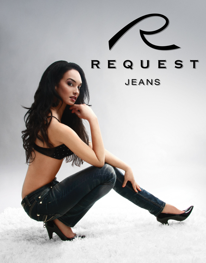 Female model photo shoot of Request Jeans