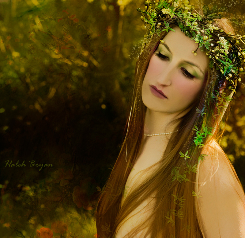 Female model photo shoot of Sacred Feminine by Haleh Bryan in Snake Infested Forest 