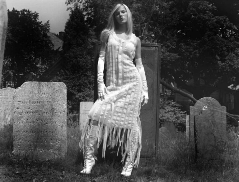Female model photo shoot of Shatonia Amee in 17th century Graveyard in CT.