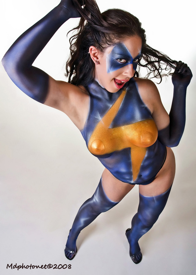 Male and Female model photo shoot of Flynrhinostudio and Amanda Gutshall, body painted by B Dunning Arts