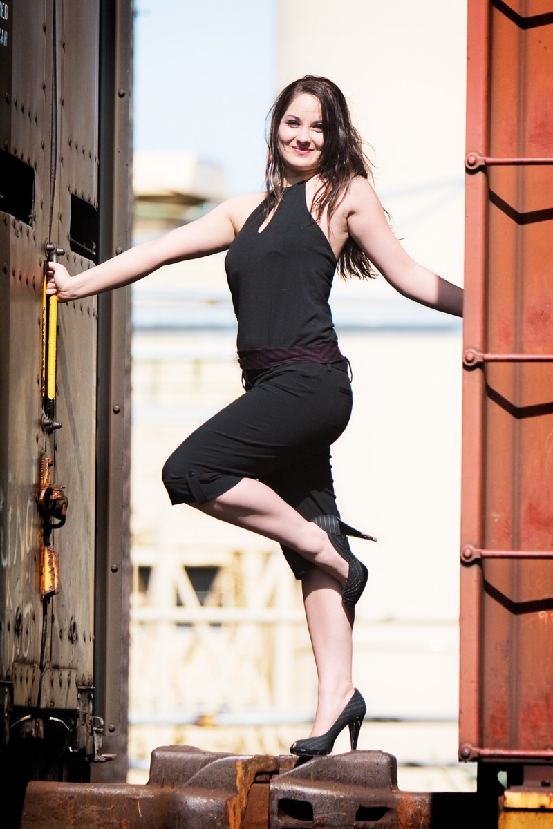 Female model photo shoot of Cynthia Daye by Mike Long in Railroad