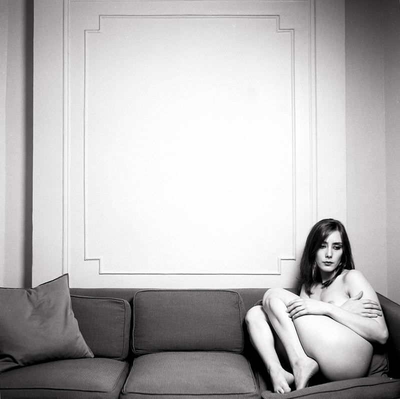 Female model photo shoot of e-stop and Brooke Lynne in JMG's sofa in Brooklyn