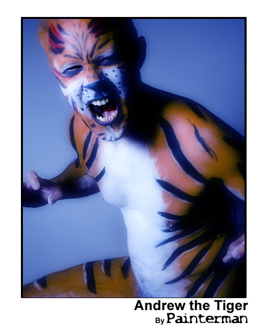 Male model photo shoot of Andrew F in Studio, body painted by Painter man