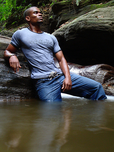 Male model photo shoot of Russell Wilkinson in La Cano River  Trinidad