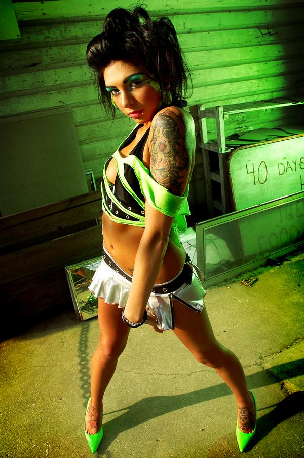 Female model photo shoot of Miss Ashlee Dollface by Particle9, hair styled by Travis Kelley, makeup by Flawless Facade