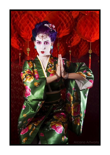 Female model photo shoot of Arcana Artworks in My studio, Leeds, makeup by bridget mandy taylor