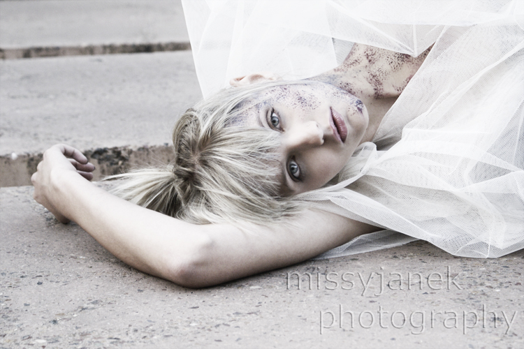 Female model photo shoot of missyjanek in City., makeup by Holly Harman