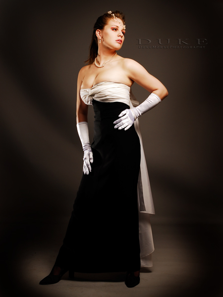 Female model photo shoot of Miss Teri Lynn by Duke Morse in Austin, TX, clothing designed by Atelier Benson 