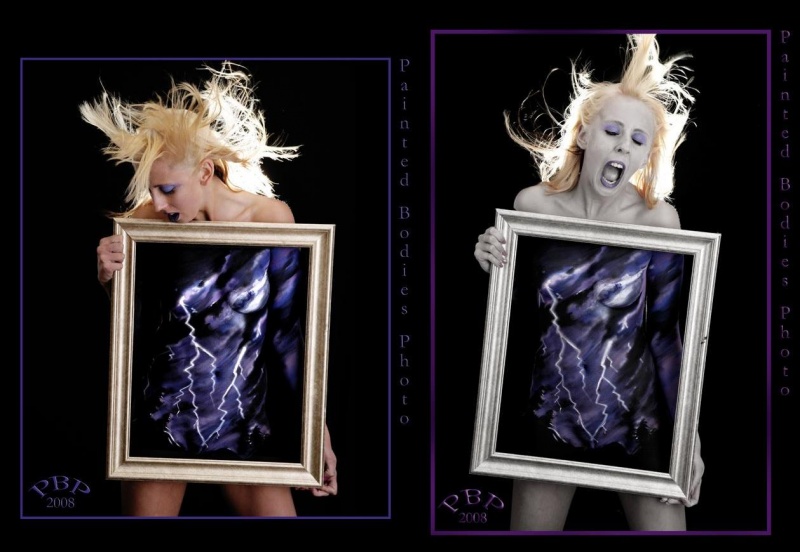 Female model photo shoot of -S-, body painted by Painted Bodies