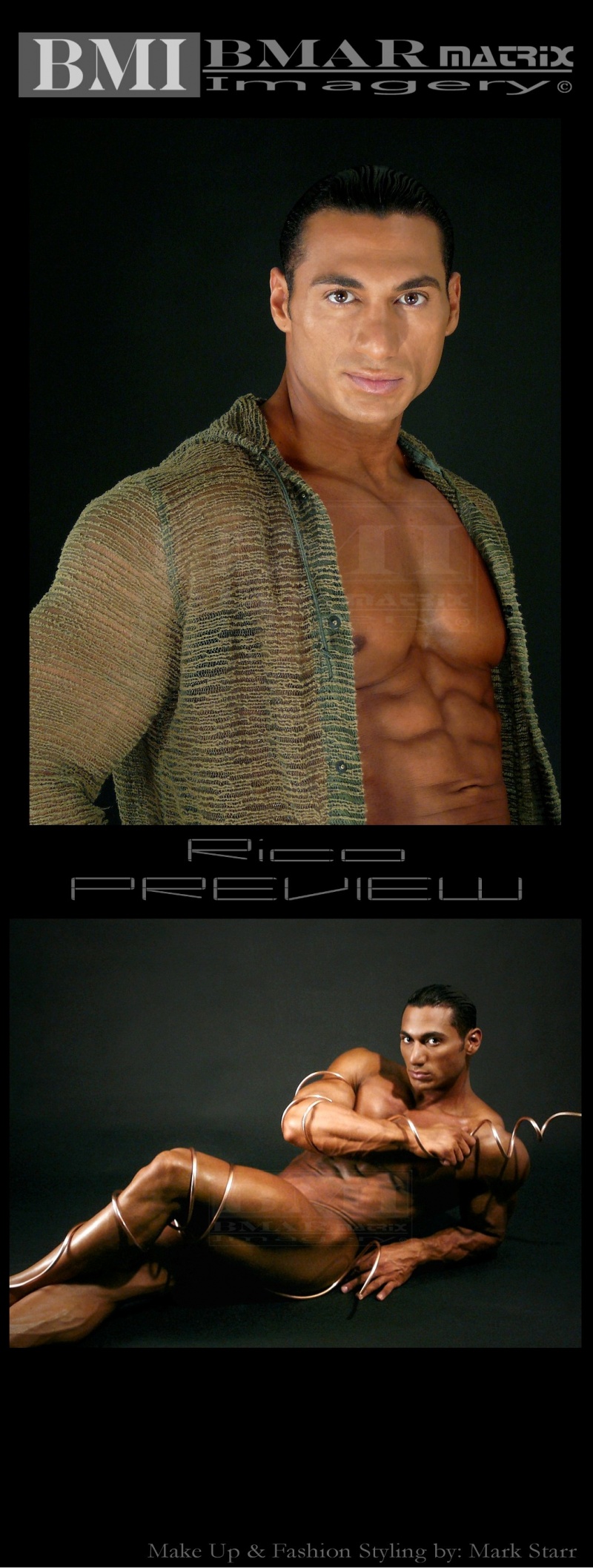 Male model photo shoot of Bmar Matrix Imagery and Rico Elbaz in Bmar Matrix Studio, makeup by MARK THE STARRMAN