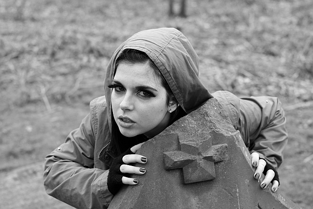 Female model photo shoot of Skye01 in Lydiate church Ruins