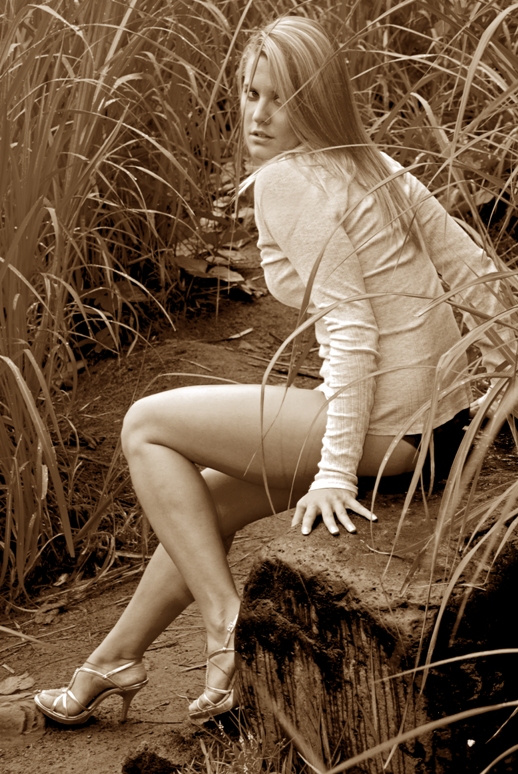 Female model photo shoot of Annika Sjogren by KRTpics in Hilo, rainbow falls