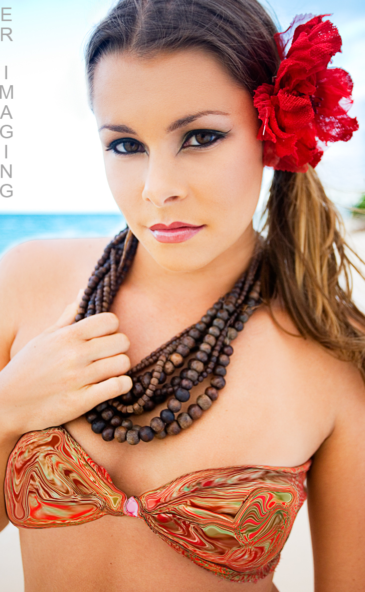 Female model photo shoot of Delish Make-up Artistry and _malia_ by Eliza Richards in Lanikai Beach