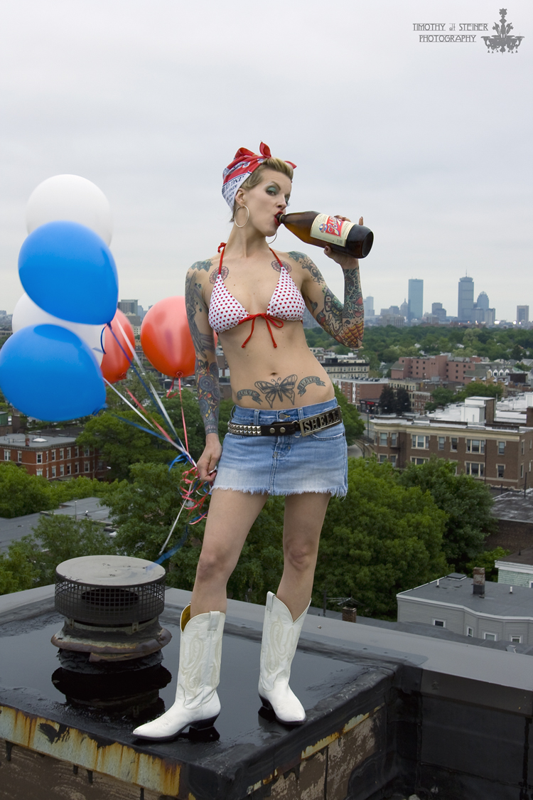 Female model photo shoot of shellsbells by Timothy J Steiner in Roof, way up high