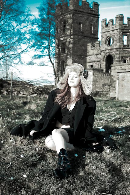 Female model photo shoot of Bebe Rascal in riber castle, matlock