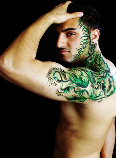 Male model photo shoot of Leon F Azam by Franks Photography1, body painted by Boudicca Blue Bodyart 