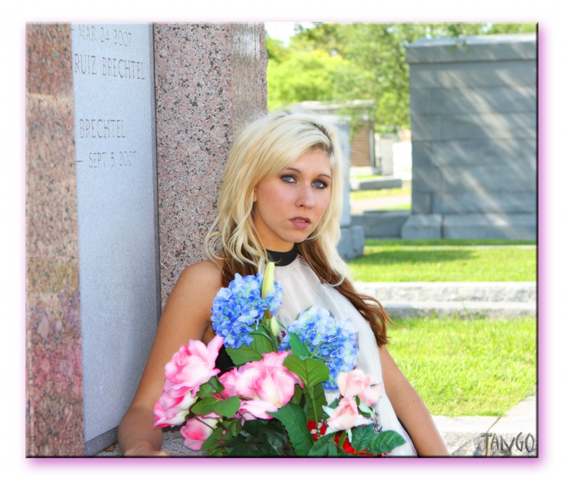 Male and Female model photo shoot of RaceShotsResource and Brittney Marie Adams in Metairie Cemetery , hair styled by RABID PRODIGY