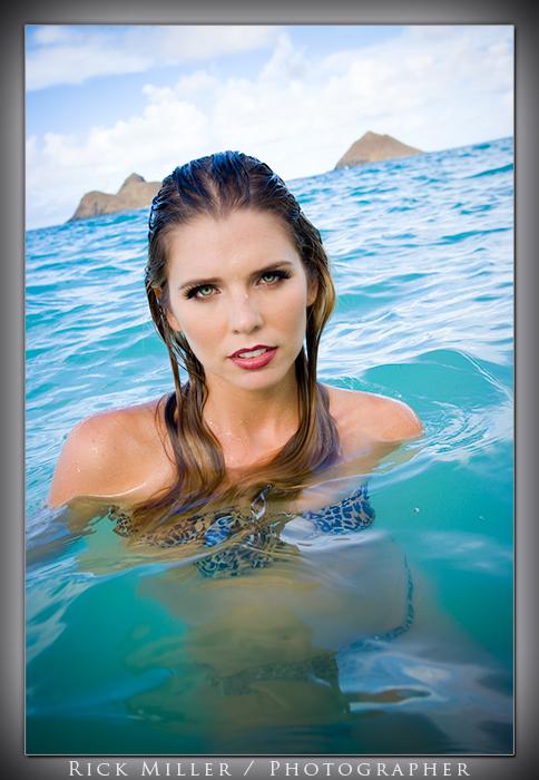 Female model photo shoot of LIPSTICK LAB and erin a by Rick Miller in Lanikai Beach