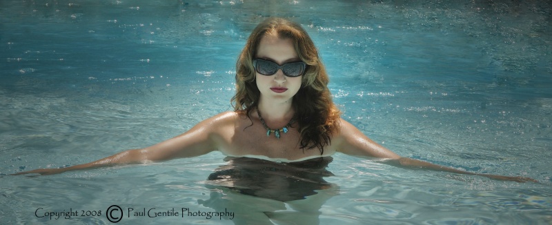 Male and Female model photo shoot of Paul Gentile and Cassie Hepler in Pool Shoot /Richard