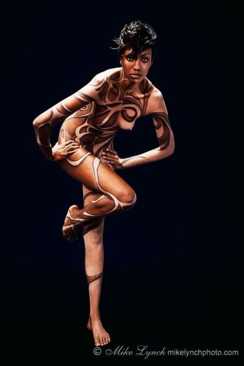 Female model photo shoot of JUSTKIMBERLY by Mike Lynch in Mike Lynch Studios, Pennsylvania, body painted by Roustan