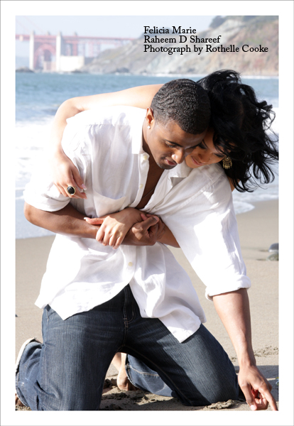 Female and Male model photo shoot of  Felicia Marie and Raheem in Baker Beach SF, CA