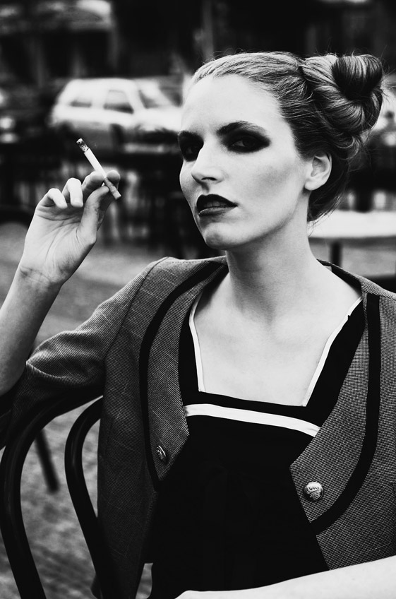 Female model photo shoot of La Blanca, makeup by Maria Preuss