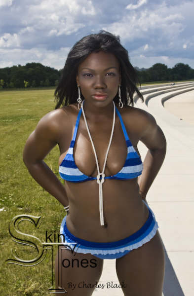 Female model photo shoot of MiMi 1215 by Charles E Black Jr in Chicago Beach - Skintones Magazine, makeup by Claude Julian