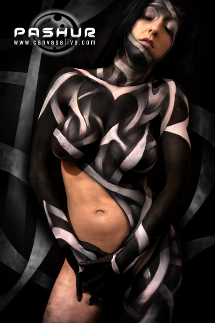 Female model photo shoot of RenaBeana by Neal Rue in Matthews, N.C., body painted by Pashur