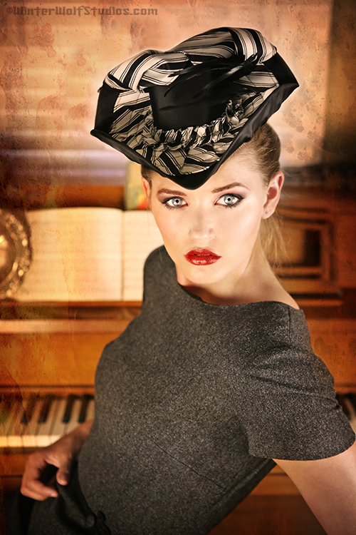 Female model photo shoot of Hey Sailor Hat Design by WinterWolf Studios in Ohio