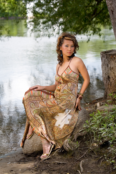 Female model photo shoot of misspahoua by butterflypajh in outdoors, hair styled by Hair by