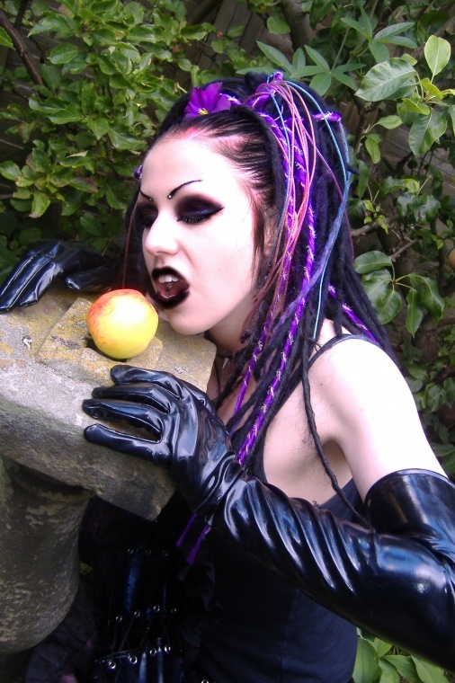 Female model photo shoot of Satanic_Darkness in Taken by a friend of mine who's a model aswell in her garden.