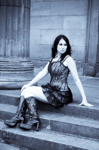 Female model photo shoot of Vicki Mihn by Stuarts Photography UK in A Graveyard Behind Leeds Uni, makeup by laura madeley