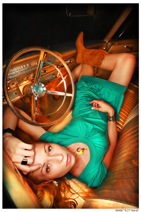 Female model photo shoot of Tiffanys Perez by SANCHEZ SD in Boyfriend's '61 Ford Mercury 