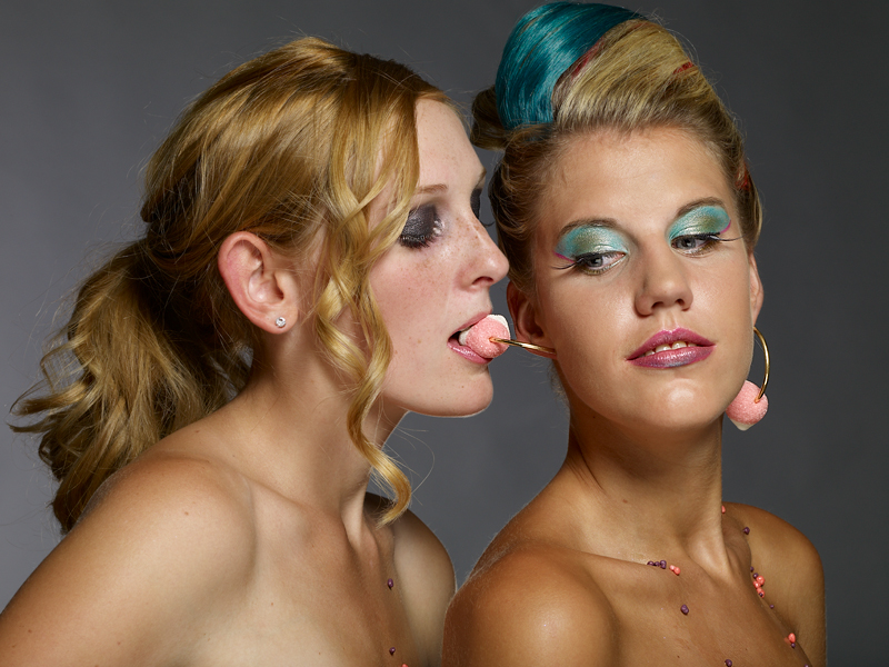 Female model photo shoot of Jessie Ma and Ash3 by Geyer Studio, hair styled by mscassidy, makeup by Sinful Glamour 