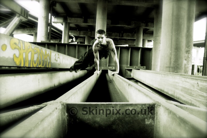 Male model photo shoot of rob holmes in under the m6