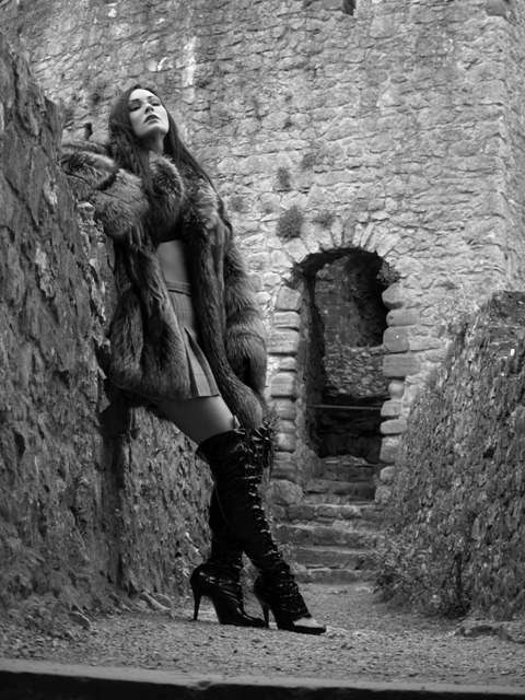 Male and Female model photo shoot of BlackPlanet Styling and BritanniaBarnes in a castle somewhere in Slovakia. Model Bridie Barnes