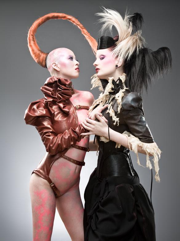Male and Female model photo shoot of Robert Masciave, Ulorin Vex and kumi by allan amato photography, makeup by Bea Sweet, clothing designed by Antiseptic Fashion and Mother of London