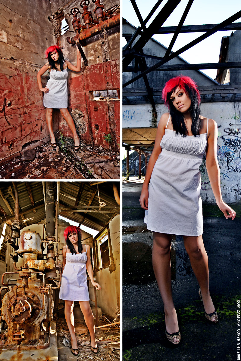 Female model photo shoot of karenhate by Rom Zamora in abandoned wharehouse