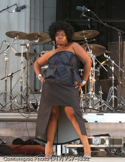 Female model photo shoot of PlusModel CURVYnSEXY  in Harlem Week Fashion Show 2008