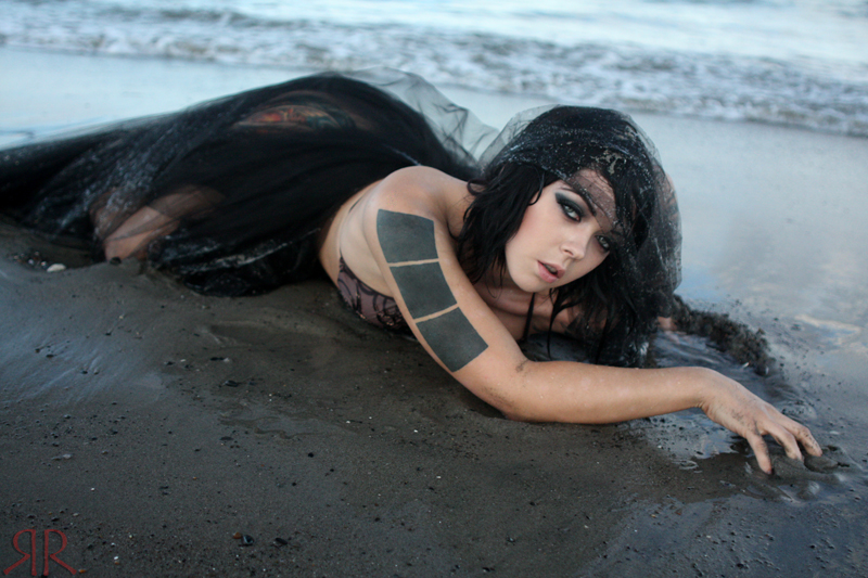Female model photo shoot of Mandamonium and apneatic by RedrumCollaboration in the beach ;)