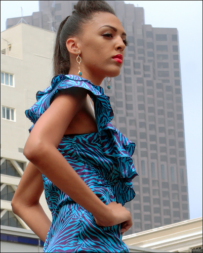 Female model photo shoot of Latray Johnson in 2008 fashion on the square in SF
